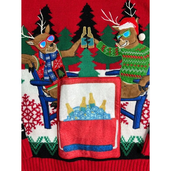 33 Degree Unisex Ugly Christmas Sweater  Size S  Beer Pocket  Reindeer Snowflake - Picture 4 of 7